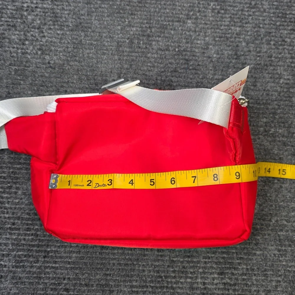 Sheetz Canny Pack Insulated Fanny Pack Waist Bag Red Retro Striped Zipper NWT